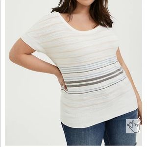 TORRID SIZE 4 WHITE MULTI STRIPE SLUB DOLMAN TOP